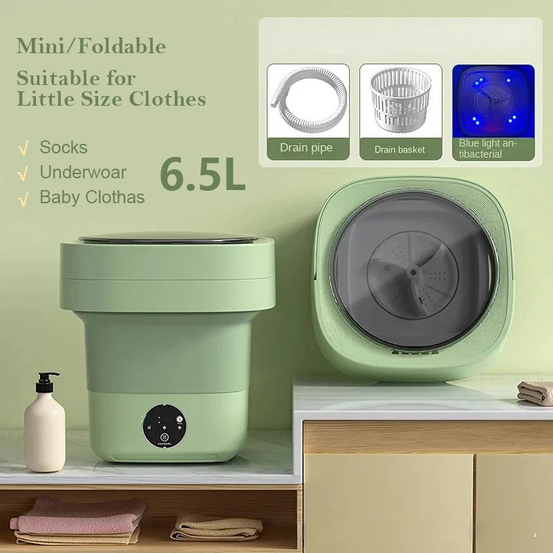 Mini Foldable Washing Machine - Portable Laundry Solution with Spin Dry for Socks and Underwear