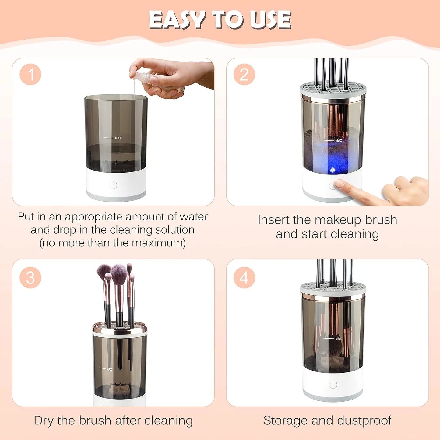 Electric Cosmetic Brush Cleaner Automatic Spinning Brush Cleaner for All Sizes  Perfect Gift for Women, Wives, or Friends