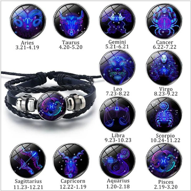 Zodiac Constellation Braided Bracelet for Men, Women, and Kids